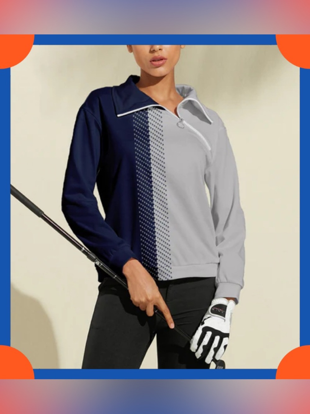 Acegolfs Not So Classic Ultra Soft Golf Sweatshirt UPF50+ Blue/Grey Sz M NWT